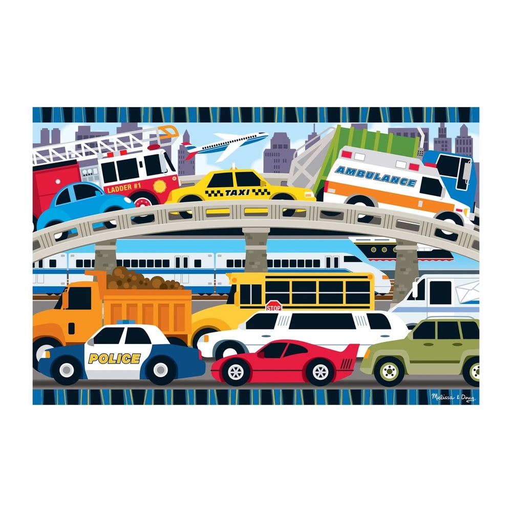 Melissa & Doug traffic jam floor puzzle 24 pieces